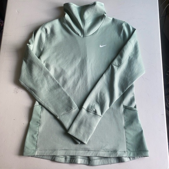 Nike Women’s Green Dri-FIT Funnel Neck Long Sleeve Pullover Hoodie Size L - Picture 2 of 13